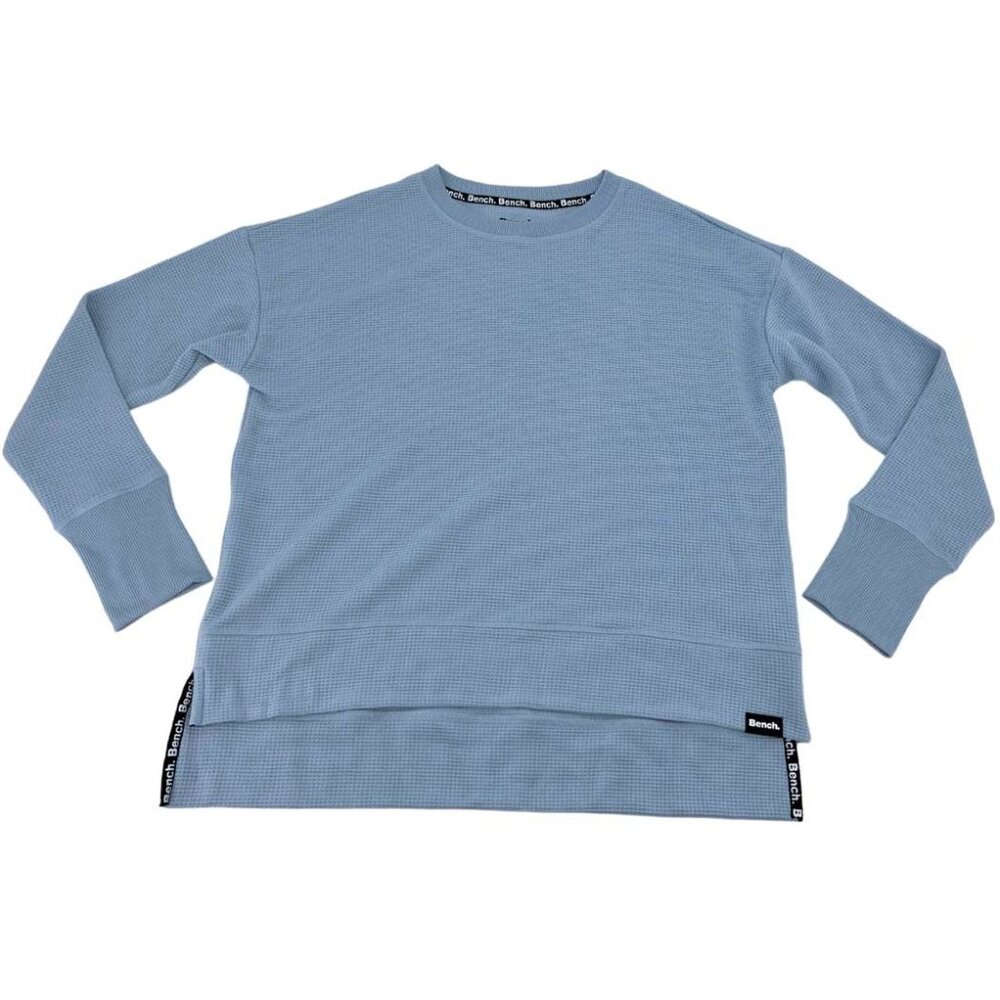 Bench Women's Light Blue Waffle Crew Neck Top | Size Large